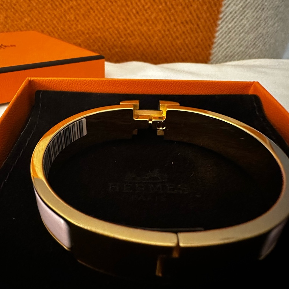 ❌SOLD ELSEWHERE❌BNIB HERMES CLIC H BRACELET ROSE DRAGEE GOLD PLATED 🦄 - Picture 10 of 10